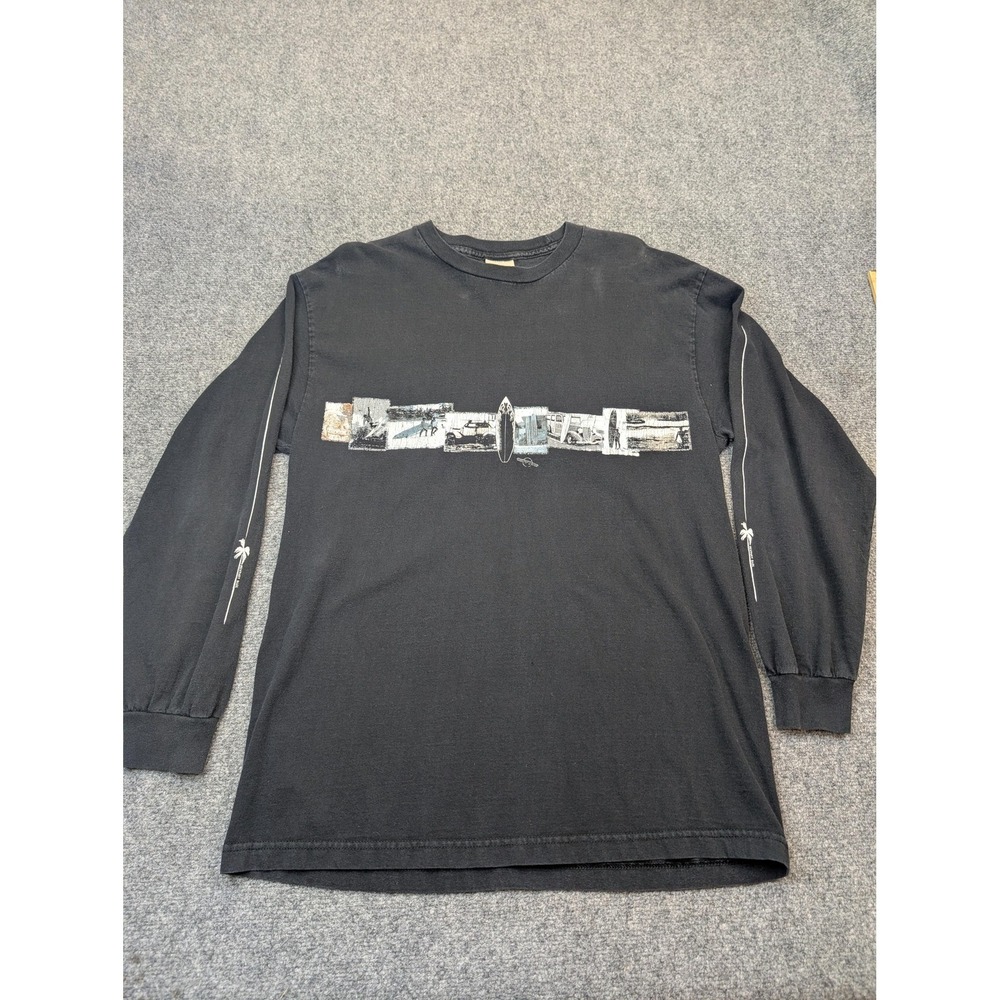 Newport Blue Shirt Mens Large Black Surf Photo‎ Strip Graphic Long Sleeve Tee